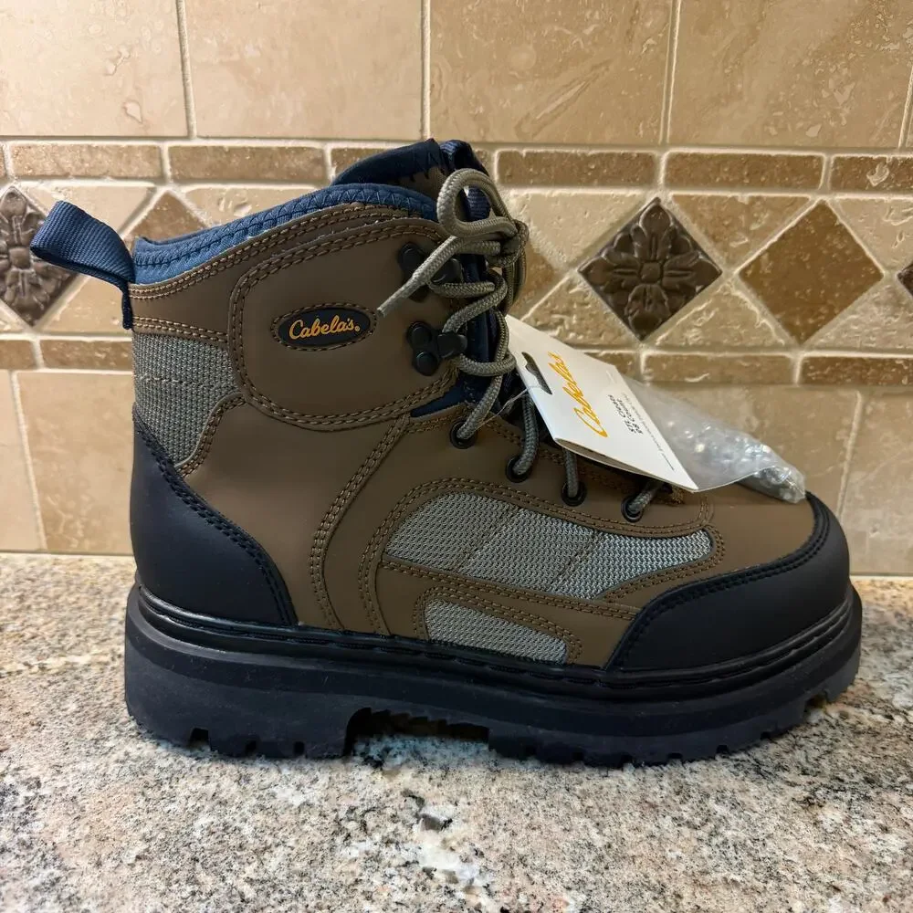 Cabela's‎ Ultralight Lug Sole Mens 9 Boots Brown Lace Up Wading Boots 832467 NWT